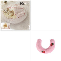 HKM-9694653 Plush Round Pet Bed for Dogs and Cats - Winter Warmth and Comfort in Multiple Sizes