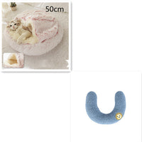 HKM-9694653 Plush Round Pet Bed for Dogs and Cats - Winter Warmth and Comfort in Multiple Sizes