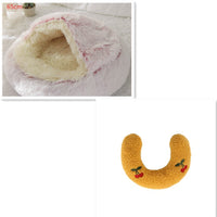 HKM-9694653 Plush Round Pet Bed for Dogs and Cats - Winter Warmth and Comfort in Multiple Sizes