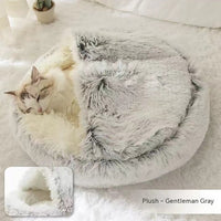 HKM-9694653 Plush Round Pet Bed for Dogs and Cats - Winter Warmth and Comfort in Multiple Sizes