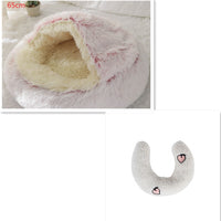 HKM-9694653 Plush Round Pet Bed for Dogs and Cats - Winter Warmth and Comfort in Multiple Sizes