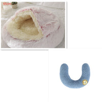 HKM-9694653 Plush Round Pet Bed for Dogs and Cats - Winter Warmth and Comfort in Multiple Sizes