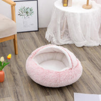 HKM-9694653 Plush Round Pet Bed for Dogs and Cats - Winter Warmth and Comfort in Multiple Sizes