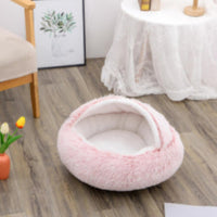 HKM-9694653 Plush Round Pet Bed for Dogs and Cats - Winter Warmth and Comfort in Multiple Sizes