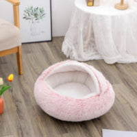 HKM-9694653 Plush Round Pet Bed for Dogs and Cats - Winter Warmth and Comfort in Multiple Sizes