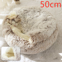 HKM-9694653 Plush Round Pet Bed for Dogs and Cats - Winter Warmth and Comfort in Multiple Sizes