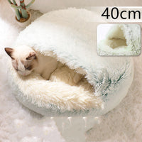 HKM-9694653 Plush Round Pet Bed for Dogs and Cats - Winter Warmth and Comfort in Multiple Sizes