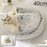 HKM-9694653 Plush Round Pet Bed for Dogs and Cats - Winter Warmth and Comfort in Multiple Sizes