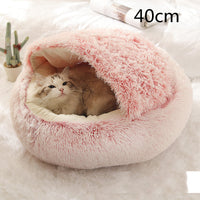 HKM-9694653 Plush Round Pet Bed for Dogs and Cats - Winter Warmth and Comfort in Multiple Sizes
