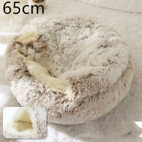 HKM-9694653 Plush Round Pet Bed for Dogs and Cats - Winter Warmth and Comfort in Multiple Sizes