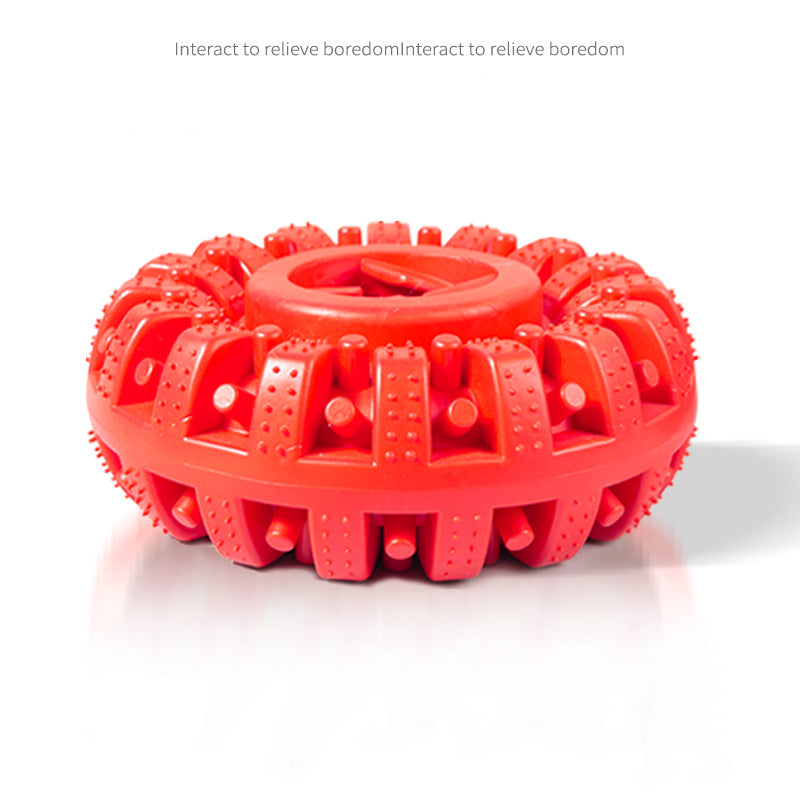 HKM-9695421 Durable Dog Chew Toy for Molar Health and Intelligence Training - Red Rubber, 14x14x5cm