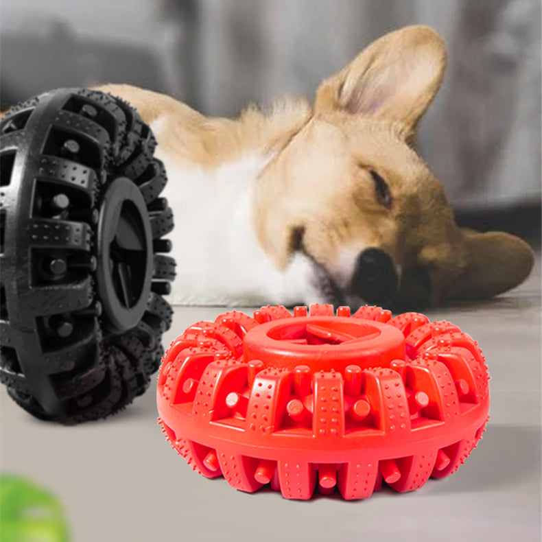 HKM-9695421 Durable Dog Chew Toy for Molar Health and Intelligence Training - Red Rubber, 14x14x5cm