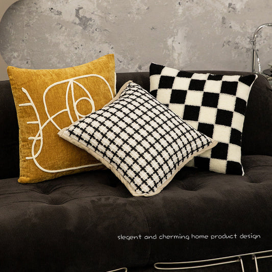 HKM-969555 Embroidered Plush Throw Pillow Covers for Living Room Decor - Various Colors and Designs