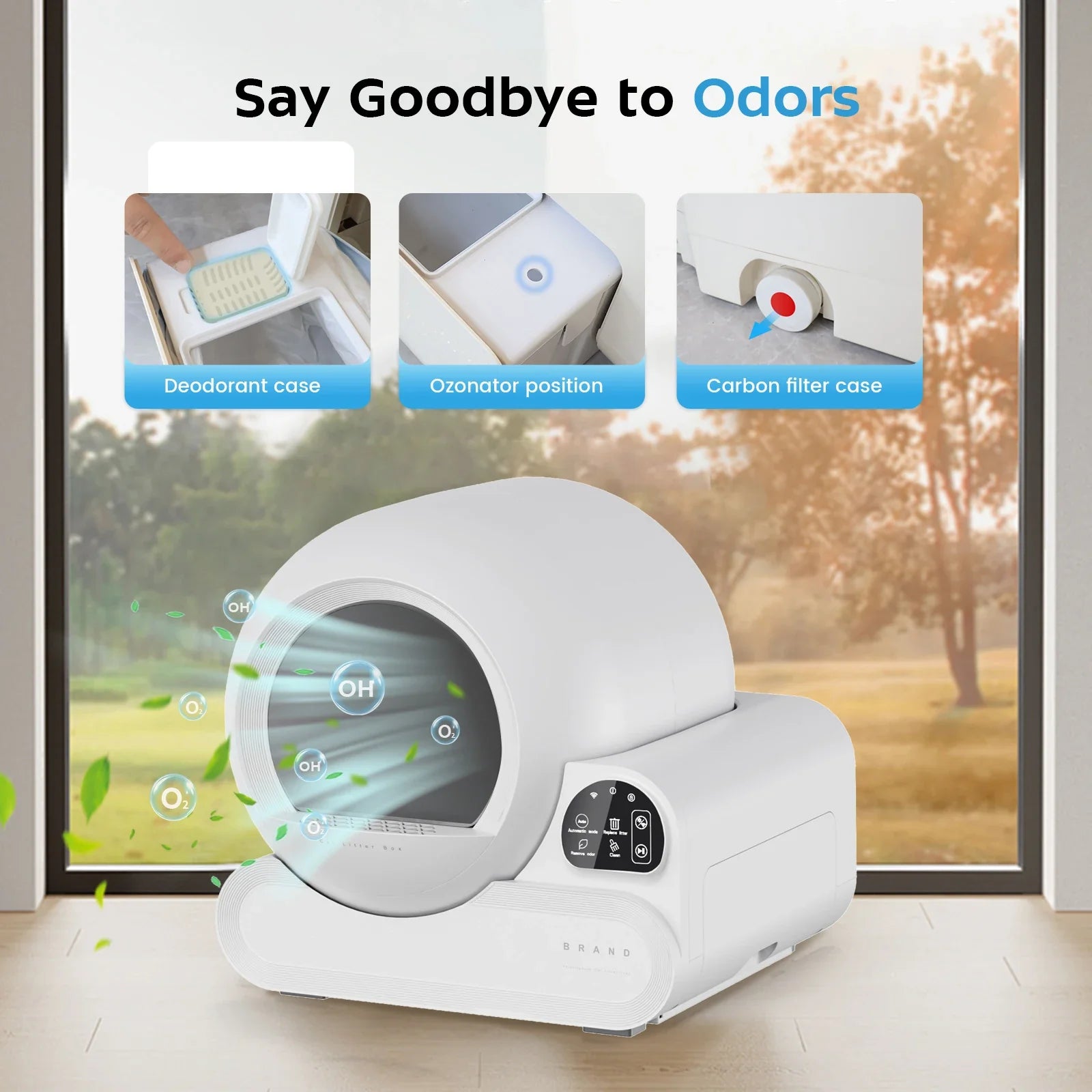 HKM-969619 Automatic Self-Cleaning Cat Litter Box with 70L Capacity for Large Cats up to 10kg, Easy Clean and Odor Control