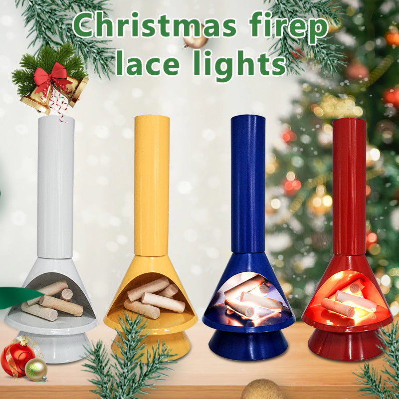 HKM-969619 Luminous Christmas Fireplace Decoration - 9x21.5cm Red, White, Yellow, Blue Light Display