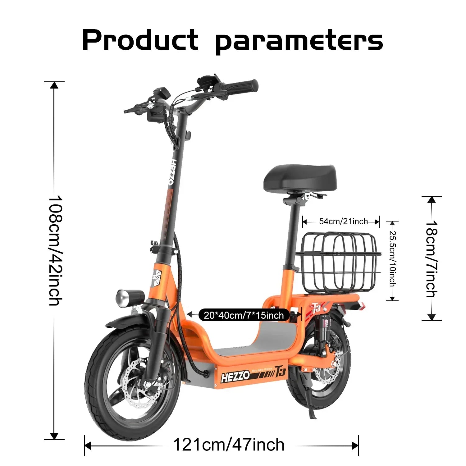 HKM-969683 14-Inch 48V 500W Electric Scooter with 32km/h Speed and 15Ah Battery, Foldable with Basket, Ideal for Unisex Use