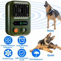 HKM-9697853 Ultrasonic Anti-Barking Device with Rechargeable Battery, Waterproof Design, 3 Adjustable Frequencies, 32.8ft Detection Range