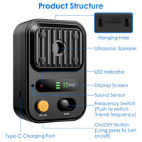 HKM-9697853 Ultrasonic Anti-Barking Device with Rechargeable Battery, Waterproof Design, 3 Adjustable Frequencies, 32.8ft Detection Range