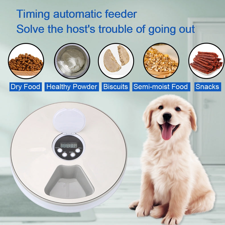 HKM-9698365 Automatic Pet Feeder with 6 Grids and Voice Reminder Function