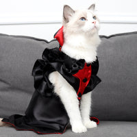 HKM-9698749 Cat Halloween Vampire Costume for Pets - Polyester and Spandex, Two-Legged Design, Sizes M and L