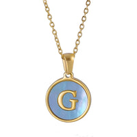 HKM-969875 Fashion 18k Gold Plated Chain Letter Shell Necklace Waterproof Stainless Steel Initial Pendant Necklace for Women Gift