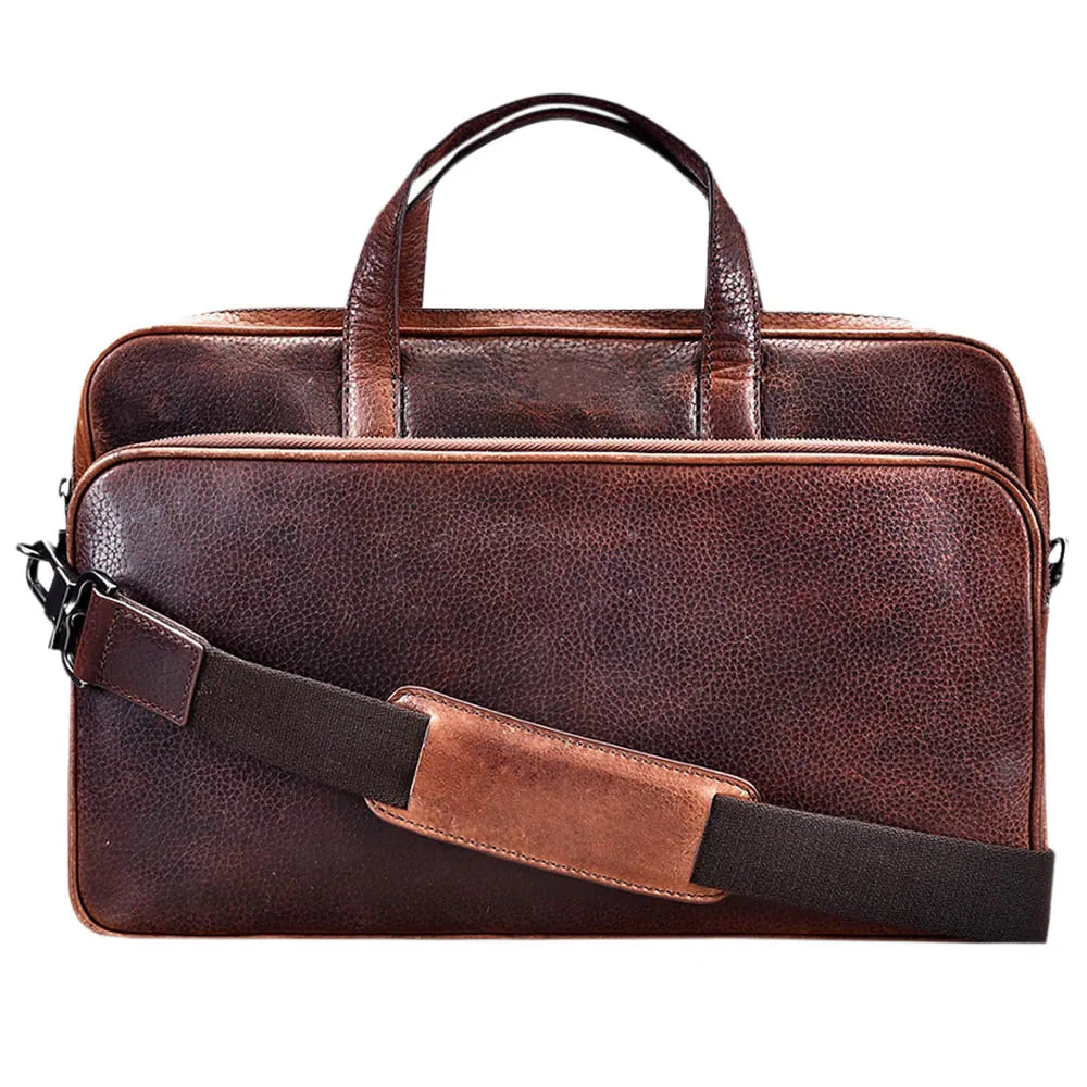 HKM-969875 Slim Leather Laptop Briefcase for Women - Elegant Executive Office Bag