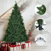 HKM-969939 Pre-Lit Christmas Tree Set - 8FT, 6FT, and 4FT Hinged Pine Trees with 820 Warm Yellow LED Lights
