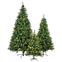 HKM-969939 Pre-Lit Christmas Tree Set - 8FT, 6FT, and 4FT Hinged Pine Trees with 820 Warm Yellow LED Lights