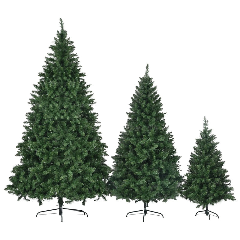 HKM-969939 Pre-Lit Christmas Tree Set - 8FT, 6FT, and 4FT Hinged Pine Trees with 820 Warm Yellow LED Lights