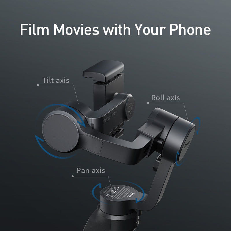HKM-970003 Three-Axis Handheld Mobile Phone Stabilizer - Anti-Shake Design for Phones up to 92mm Wide, Supports 250g