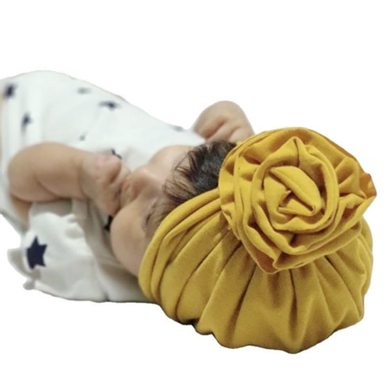 HKM-970067 Bloom Flower Knot Headband for Toddlers - Elastic Infant Turban Beanie Cap, Soft Cotton Blend, Fall & Winter Wear