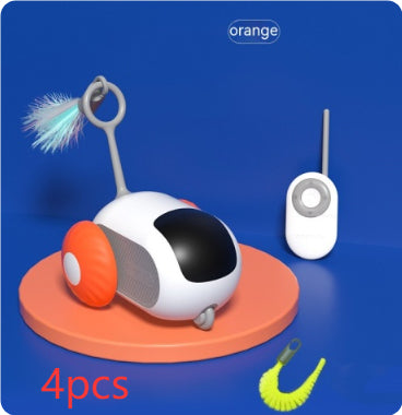 HKM-9701181 Interactive Remote Control Cat Car Toy - Automatic Self-Moving, USB Charging with Obstacle Avoidance