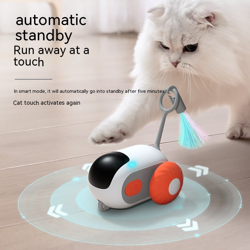 HKM-9701181 Interactive Remote Control Cat Car Toy - Automatic Self-Moving, USB Charging with Obstacle Avoidance