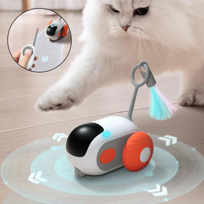 HKM-9701181 Interactive Remote Control Cat Car Toy - Automatic Self-Moving, USB Charging with Obstacle Avoidance