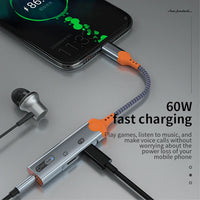 HKM-970387 USB-C to 3.5mm Audio Adapter with Hi-Res Audio and 60W Fast Charging