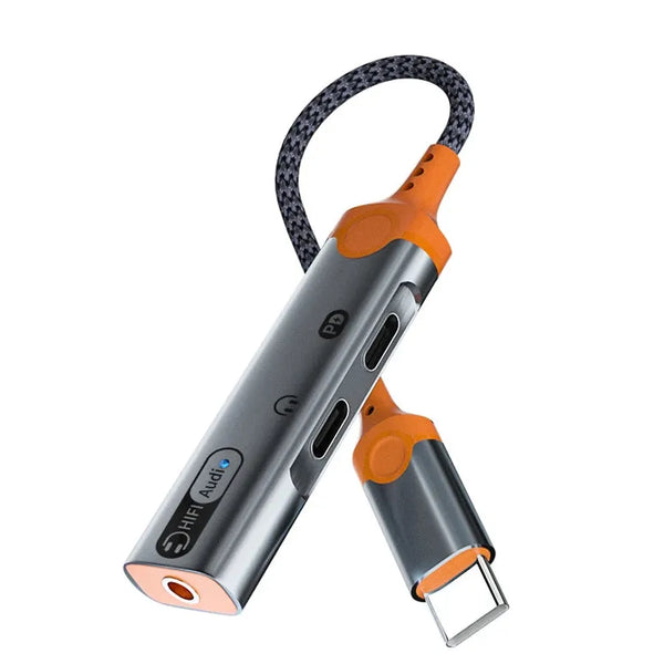 HKM-970387 USB-C to 3.5mm Audio Adapter with Hi-Res Audio and 60W Fast Charging