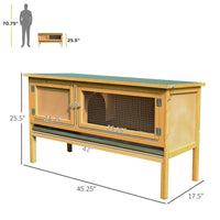 HKM-9703997 Wooden Rabbit Hutch with Openable Waterproof Roof and Pull-Out Cleaning Tray, Durable Solid Fir Build for Small Animals