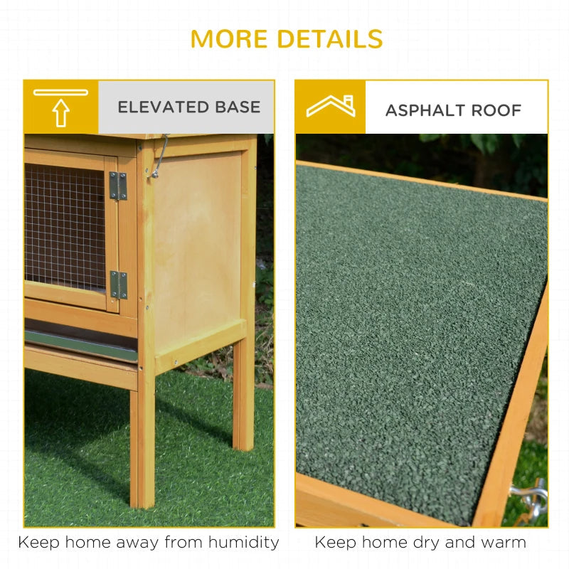 HKM-9703997 Wooden Rabbit Hutch with Openable Waterproof Roof and Pull-Out Cleaning Tray, Durable Solid Fir Build for Small Animals