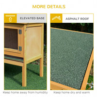 HKM-9703997 Wooden Rabbit Hutch with Openable Waterproof Roof and Pull-Out Cleaning Tray, Durable Solid Fir Build for Small Animals