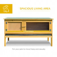 HKM-9703997 Wooden Rabbit Hutch with Openable Waterproof Roof and Pull-Out Cleaning Tray, Durable Solid Fir Build for Small Animals