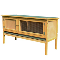 HKM-9703997 Wooden Rabbit Hutch with Openable Waterproof Roof and Pull-Out Cleaning Tray, Durable Solid Fir Build for Small Animals