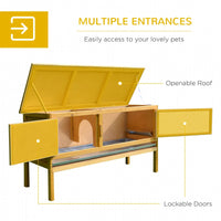 HKM-9703997 Wooden Rabbit Hutch with Openable Waterproof Roof and Pull-Out Cleaning Tray, Durable Solid Fir Build for Small Animals