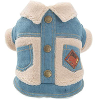 HKM-9704509 Warm Denim and Grain Velvet Two-Legged Clothing for Pets