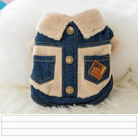 HKM-9704509 Warm Denim and Grain Velvet Two-Legged Clothing for Pets
