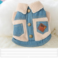 HKM-9704509 Warm Denim and Grain Velvet Two-Legged Clothing for Pets