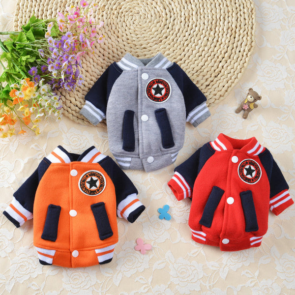 HKM-9705405 Cozy Fleece Dog and Cat Baseball Uniform for Autumn and Winter