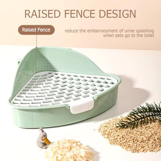 HKM-9705789 Corner Litter Box for Small Pets - Ideal Potty Trainer for Rabbits, Hamsters, Guinea Pigs, Ferrets, and Chinchillas