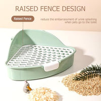 HKM-9705789 Corner Litter Box for Small Pets - Ideal Potty Trainer for Rabbits, Hamsters, Guinea Pigs, Ferrets, and Chinchillas