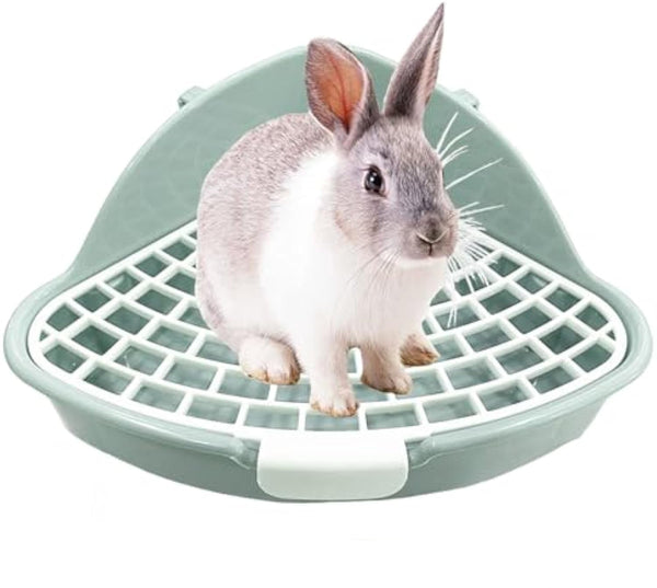 HKM-9705789 Corner Litter Box for Small Pets - Ideal Potty Trainer for Rabbits, Hamsters, Guinea Pigs, Ferrets, and Chinchillas