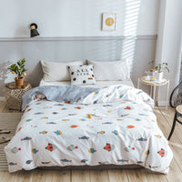 HKM-970643 Korean Floral Cotton Quilt Cover Set - Soft and Breathable Bedding in Plant Print - Size 220x240 cm